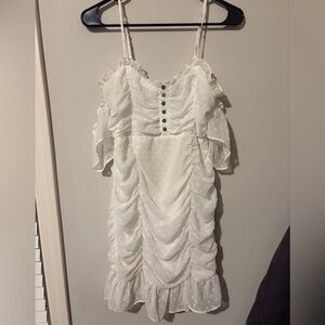FAVLUX Cream Ruffled Mini Dress